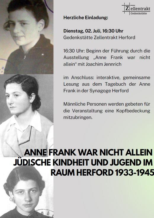 Anne Frank war nicht allein Abbildung des Einladung zu der Veranstaltung "Anne Frank war nicht allein"
